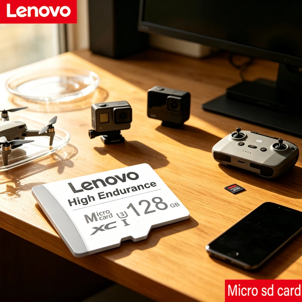 Фото Карта памяти Lenovo Ultra High Speed Class 10 Micro SD, универсальная TF/SD-карта для расширения памяти, 32 ГБ/64 ГБ/256 ГБ/512 ГБ №1
