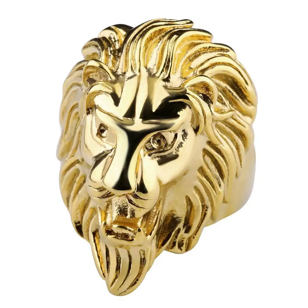 

European and American Domineer Fashion Stainless Steel Lion Head Ring Ring Personality Titanium Steel Men's Ring Accessories