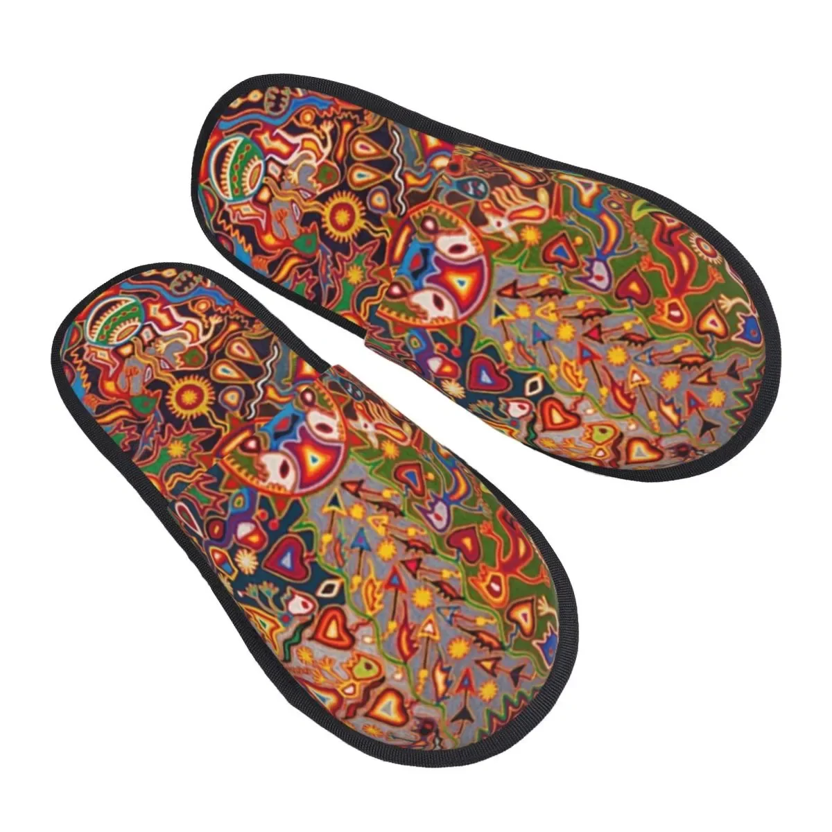 

Удобные тапочки Huichol с пенным наполнителем с эффектом памяти, женская домашняя обувь для спальни, мексиканское искусство