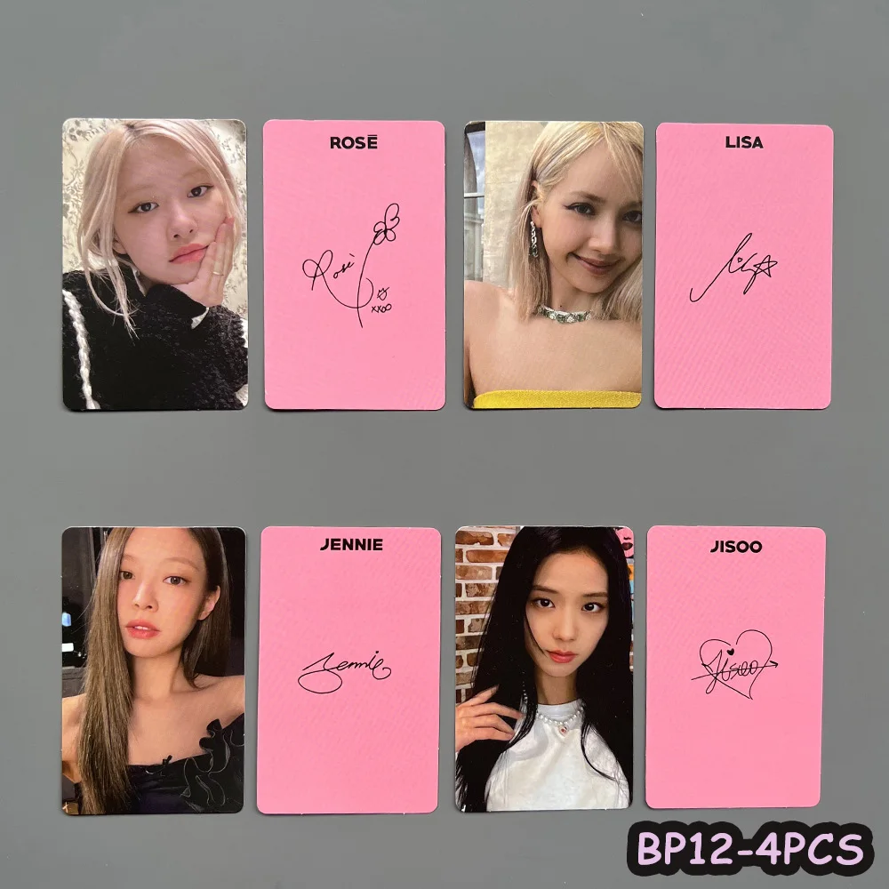 

4PCS/Set Kpop JENNIE LISA Rose Photo Cards Lomo Cards New Photo Album BORN Pink Venom Shut Down K Pop Photocard Accessories