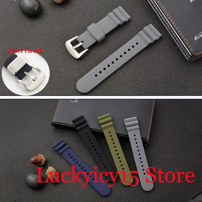 

Premium-Grade Nologo 22mm Width Lug Rubber Strap Steel Cricer Fit Parnis Automatic Men Wristwatch