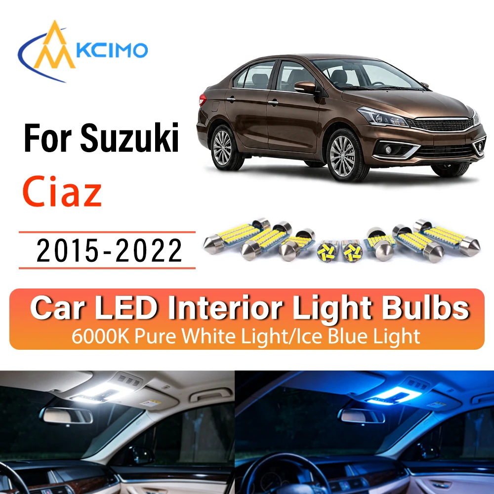 Фото Премиальные светодиодные светильники для салона Suzuki Ciaz 2015-2022, простая установка, синий свет, комплект белых светильников, долговечные. №1