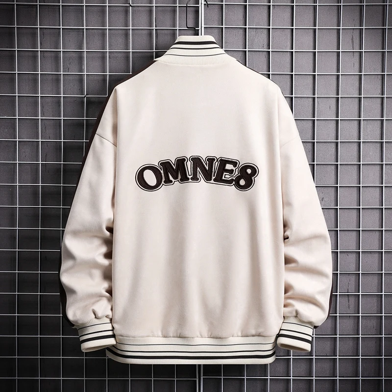 Patchwork Bomber Coats Spring Autumn Sportswear Varsity Jacket Embroidered Zip Coats Baseball Jackets for Men