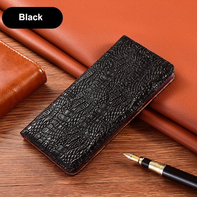 crocodile claw genuine leather flip case for infinix hot 9 10 10i 10t 10s nfc 11 11s play pro card pocket phone wallet cover free global shipping