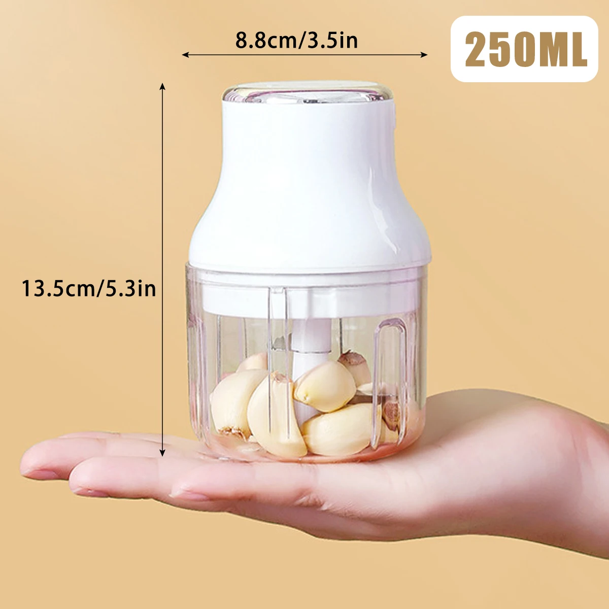 250 мл Мини электрический чесночный измельчитель Пищевой резатель Мясорубка Имбирь Толкатель Машина Чили Овощной Дробилка Кухонный инструмент.