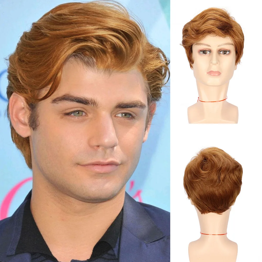 Парик для мужчин лидер продаж мужской парик с механизмом головной убор золотые