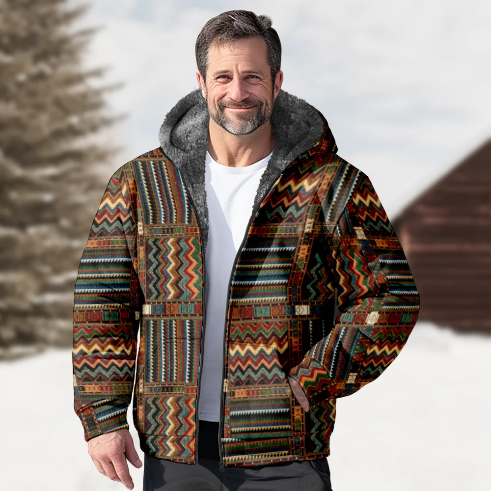 Мужские зимние куртки пальто хлопковая одежда с рисунком в ретро-полоску