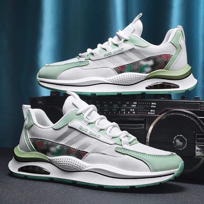 

Кроссовки мужские сетчатые с круглым носком, Повседневные Дышащие, на толстой подошве, на шнуровке, подиумная уличная одежда, белые