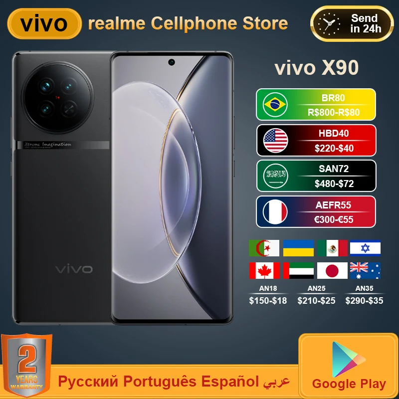 New VIVO X90 5G Mobile Phone Dimensity 9200 6.78'' 120HZ OLED 50MP Camera 4800 mAh 120W Super Charge  NFC Smartphone enlarge