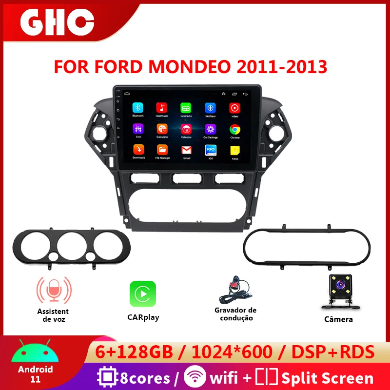 

Автомагнитола GHC 10,1 дюйма для Ford MONDEO, Android 2011-2013, Авторадио с поддержкой Carplay Voice, 2 Din, автомобильная интеллектуальная система 6 + 128G