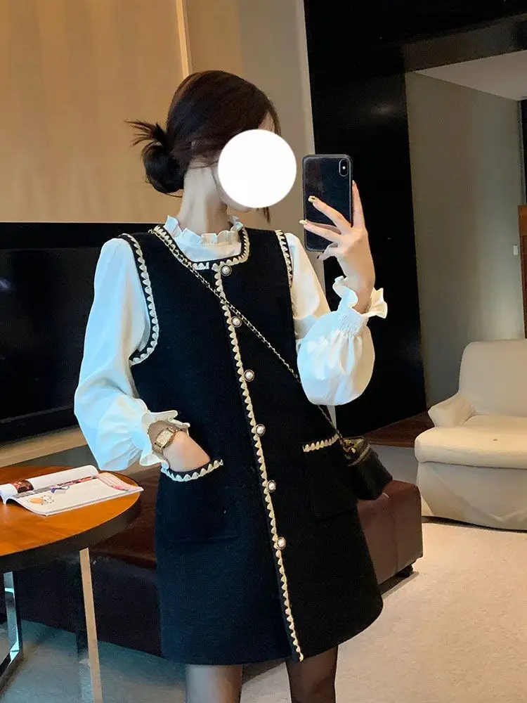 Korejepo Маленькое ароматное платье-жилет Комплект из двух предметов Женский