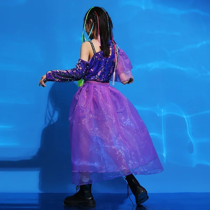 Модные детские сетчатые костюмы с блестками костюм для детской шоу одежда в