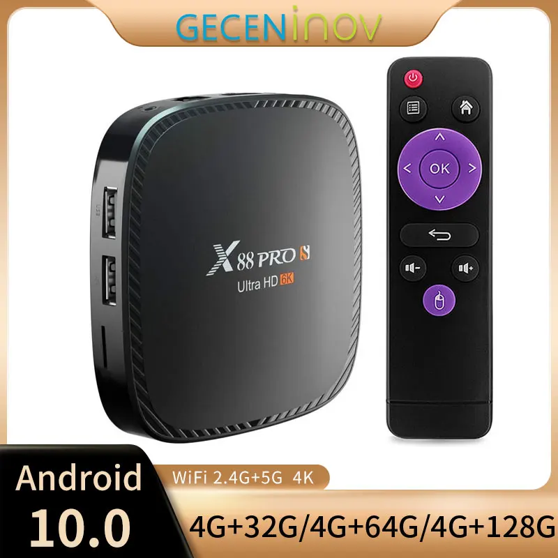 

X88 PRO S Smart TV Box Android 10.0 BT5.0 TV Box 2.4G/5G WIFI HD 4K 32G 64G 128G Media Player Android TV Box