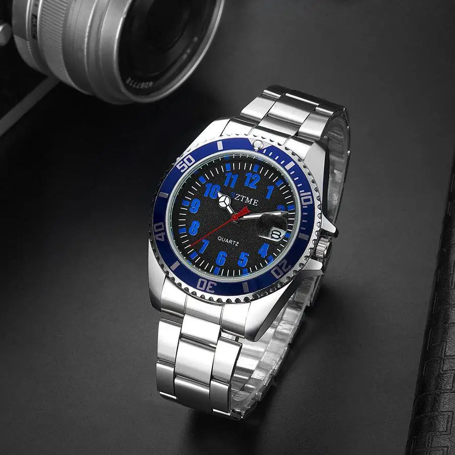 Новые мужские модные часы со стальным ремнем светящаяся функция указателя и