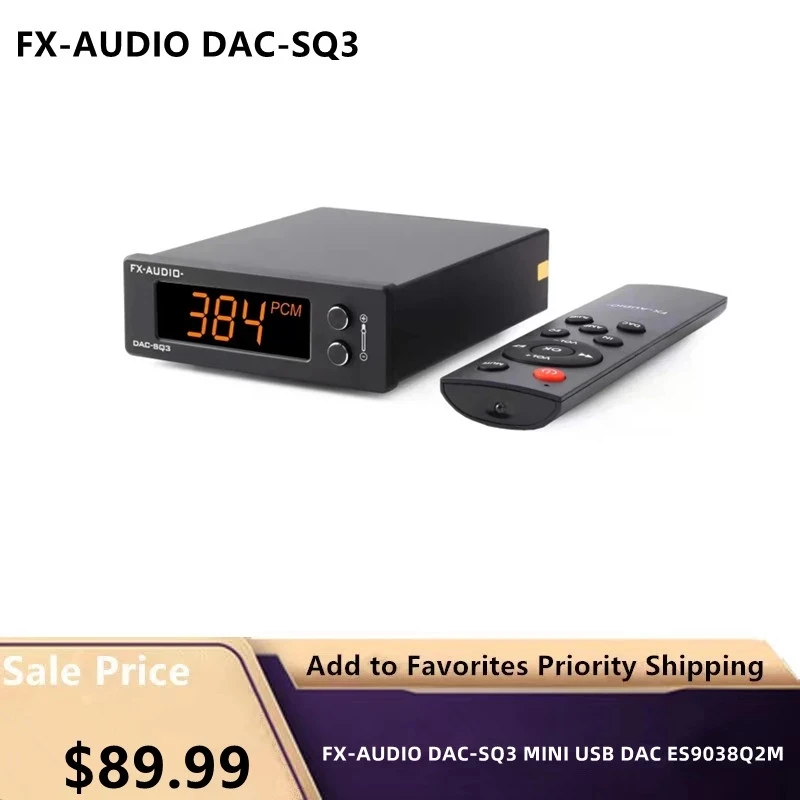 

FX-AUDIO DAC-SQ3 MINI USB DAC ES9038Q2M XMOS XU208 LM49720A PCM 32Bit/384kHz DSD256 Audio HIFI Decoder
