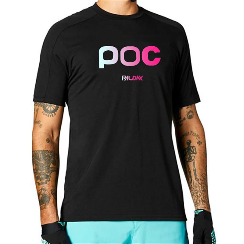 

RAUDAX POC Men Downhill T-shirt Summer Short Sleeve Mountain Bike Jersey Camiseta Mtb Shirts Enduro Offroad DH Motocross Jersey