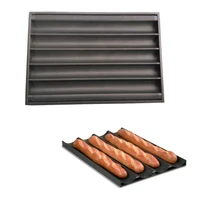 Carbon Steel 4 Wave Gutter Non Stick French Bread Perforated Tray Baking Baguette Pan