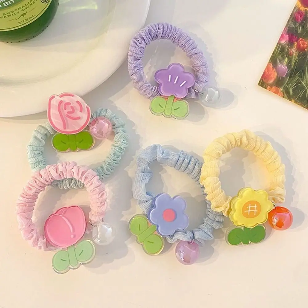 

Rose Fashion Design Headdress Girls Korean Style Hair Accessories Women Rubber Band Hair Rope Cartoon Flower Scrunchies