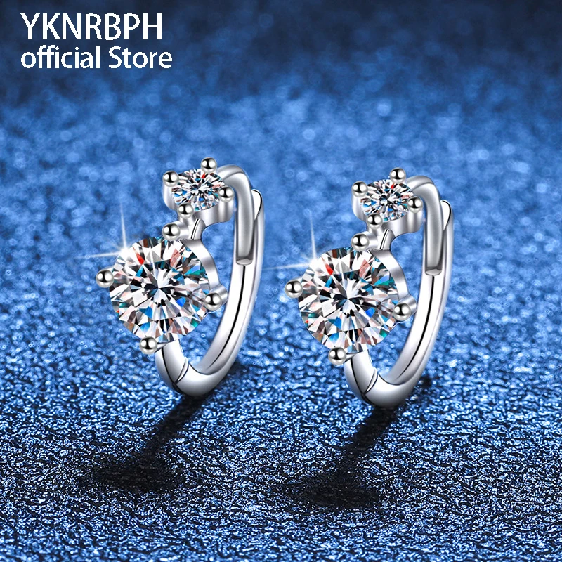 

YKNRBPH S925 Стерлинговое Серебро 0.6ct серьги с муассанитом двойные бриллианты серьги Кепка с заклепками праздник Свадебная вечеринка ювелирные изделия в подарок