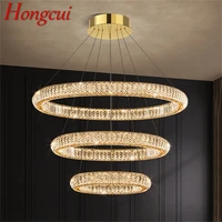 hongcui modern pendant lamp crystal round rings led luxury fixtures decorative chandelier for home living room bedroom