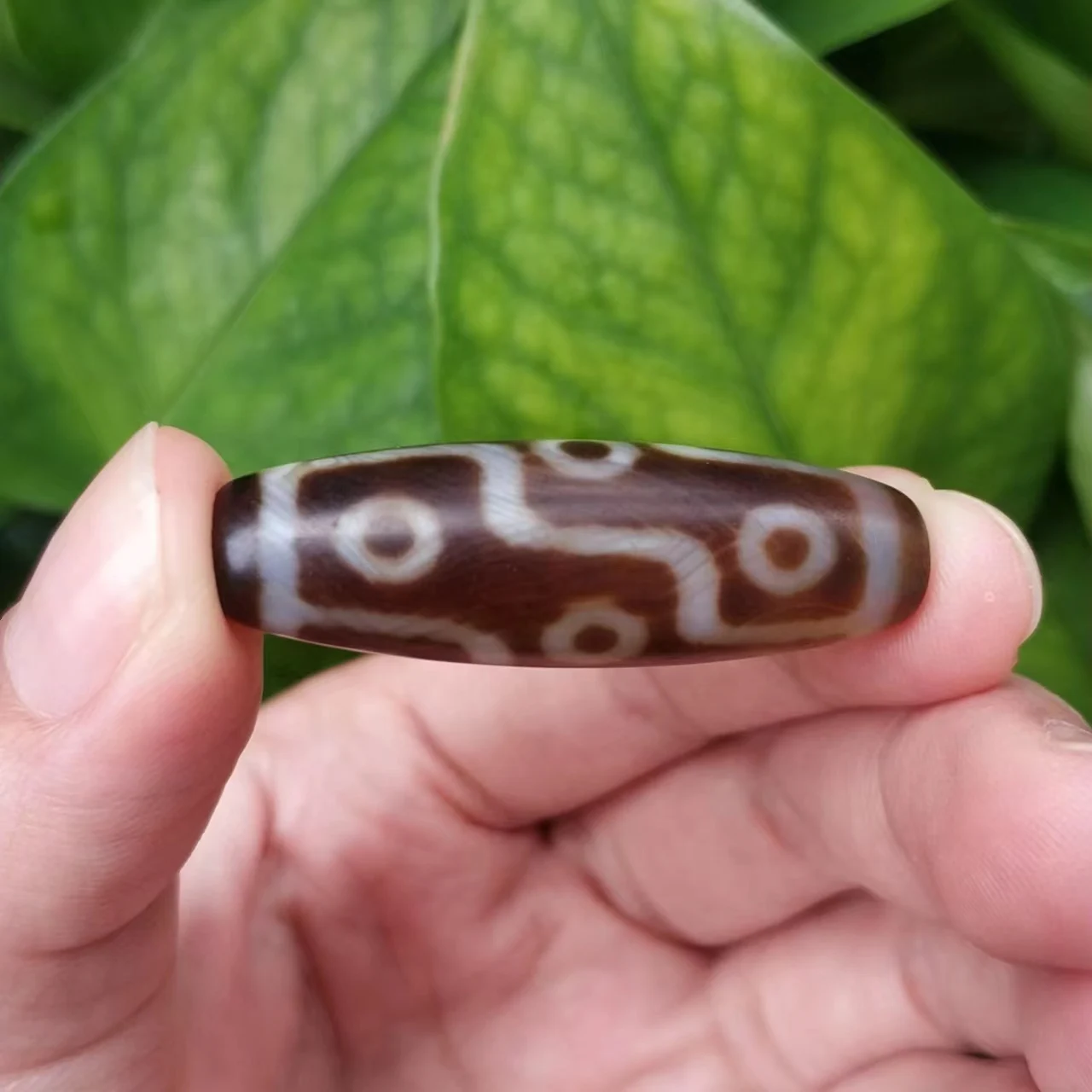 4pcs/lot natural old agate celestial bead texture aquarium two eyes nine eyes matte weathered pulp brown oval column gem jewelry