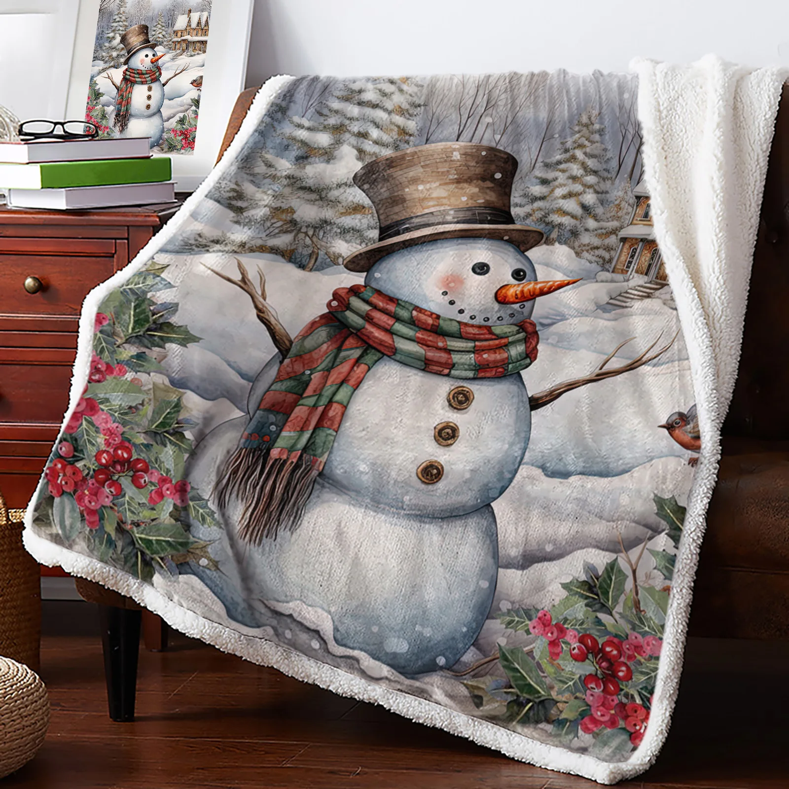

Рождественское Оригинальное кашемировое одеяло, зимние теплые мягкие пледы, одеяла для кровати, дивана, шерстяное одеяло, покрывало