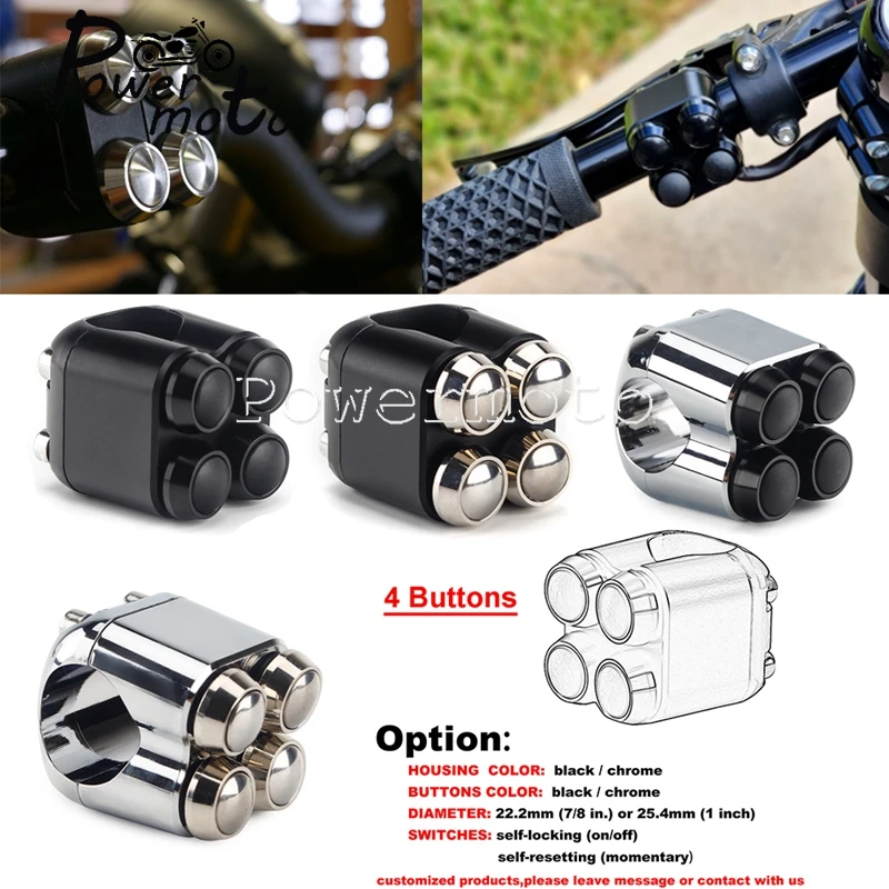 

Выключатель мотоциклетный с 4 кнопками, 7/8 дюйма, 1 дюйм