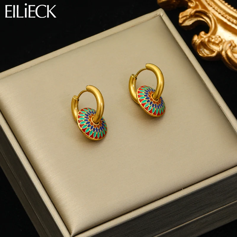 

EILIECK 316L Stainless Steel Vintage Hoop Earrings For Women Girl Fashion Waterproof Small Ear Buckle Jewelry Gift Party Bijoux