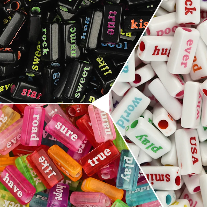 

Акриловые бусины-разделители в форме алфавита, аксессуары для изготовления ювелирных изделий, прямоугольные бусины карамельных цветов с отверстиями, бусины-разделители для браслета, 50 шт.