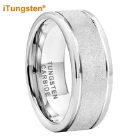 itungsten 8mm white gold plated sandblasted tungsten ring for men women engagement wedding band fashion jewelry flat comfort fit