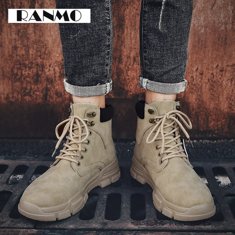 

Осенне-зимняя мужская обувь, модная повседневная обувь, трендовые Высокие Ботинки Martin, уличная рабочая обувь, мужские мотоциклетные ботинк...