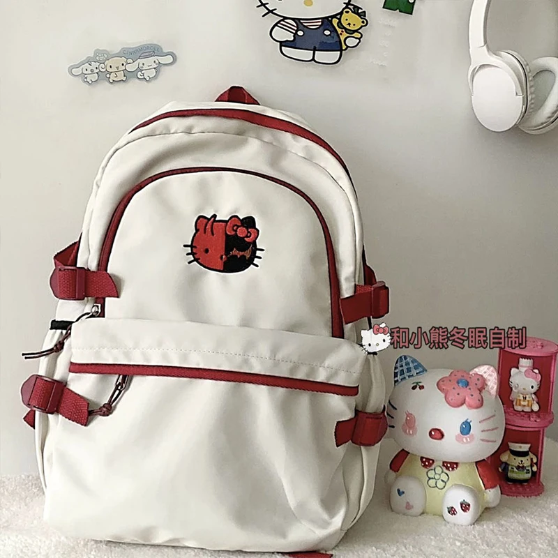 

Kawaii Sanrio рюкзак Hellokittyed Kuromi Одна сумка через плечо Милая девочка мультфильм ребенок большой емкости посылка