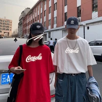 coca cola short sleeved t shirt female ins super hot couples loose korean version all match reflective t shirt top tide