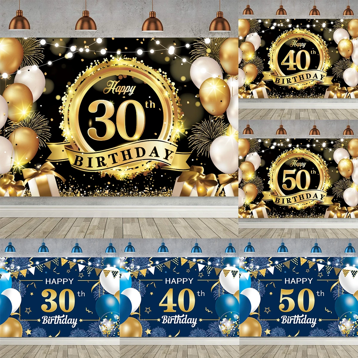 

30th 40th 50th Birthday Backdrop Banner Adult Happy Birthday Party Decoration 30 40 50 Anniversary Party Supplies