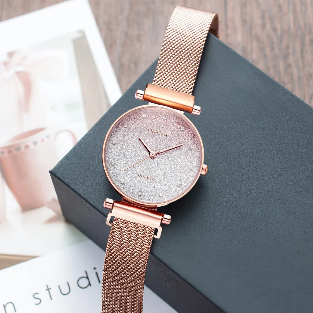 Women Watch Bracelet Silver Stainless Steel Starry Sky Magnetic Mesh Strap Women's Quartz Diamond Wristwatch Luxury Watches 2023