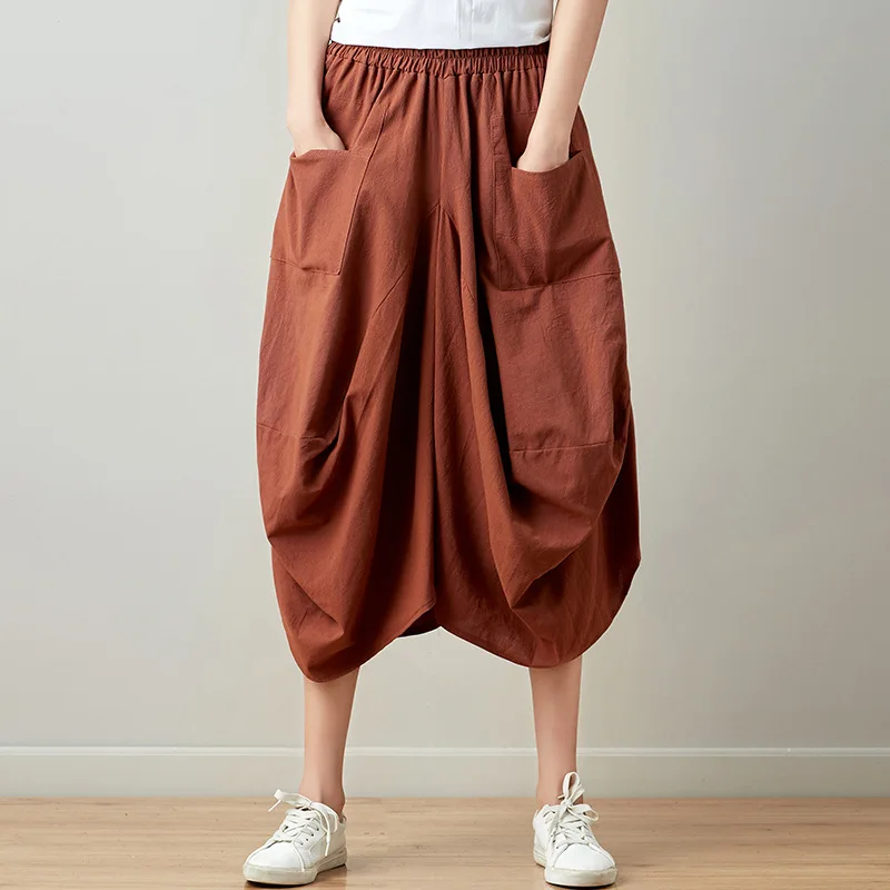 

2022 New Summer Skirts Casual Plaid Bud Pockets Multicolor Pleated Skirt Knee-length Natural Comfortable Women Faldas Ropa Mujer