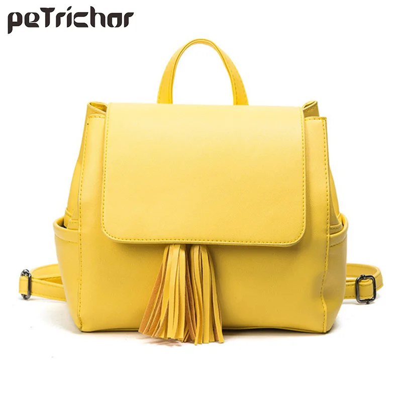 

Brand Women Bag rean Style Backpacks Female Lady Tassel String Fashion Solid Girls School Bag Teenager PU Leather Bags