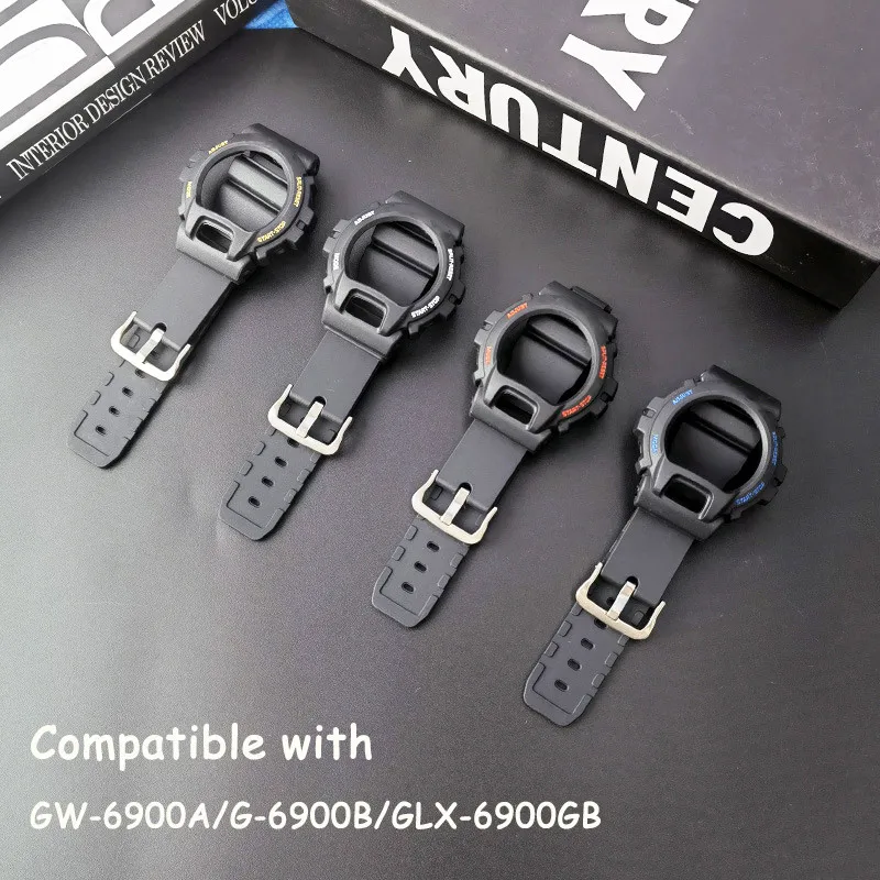 

Rubber Band for Goakshock DW6900 Silicone Bezel Strap for ciasoak G-6900B GLX-6900GB correa Case for Frame Men kit with Screws