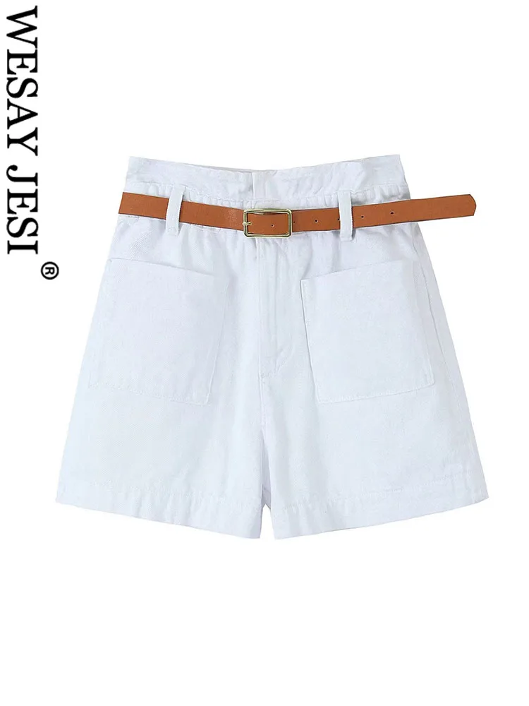 

WESAY JESI TRAF Women Shorts Summer 2023 Casual High-Waisted Shorts With Temperament Solid Color Zipper Female Fashion Shorts