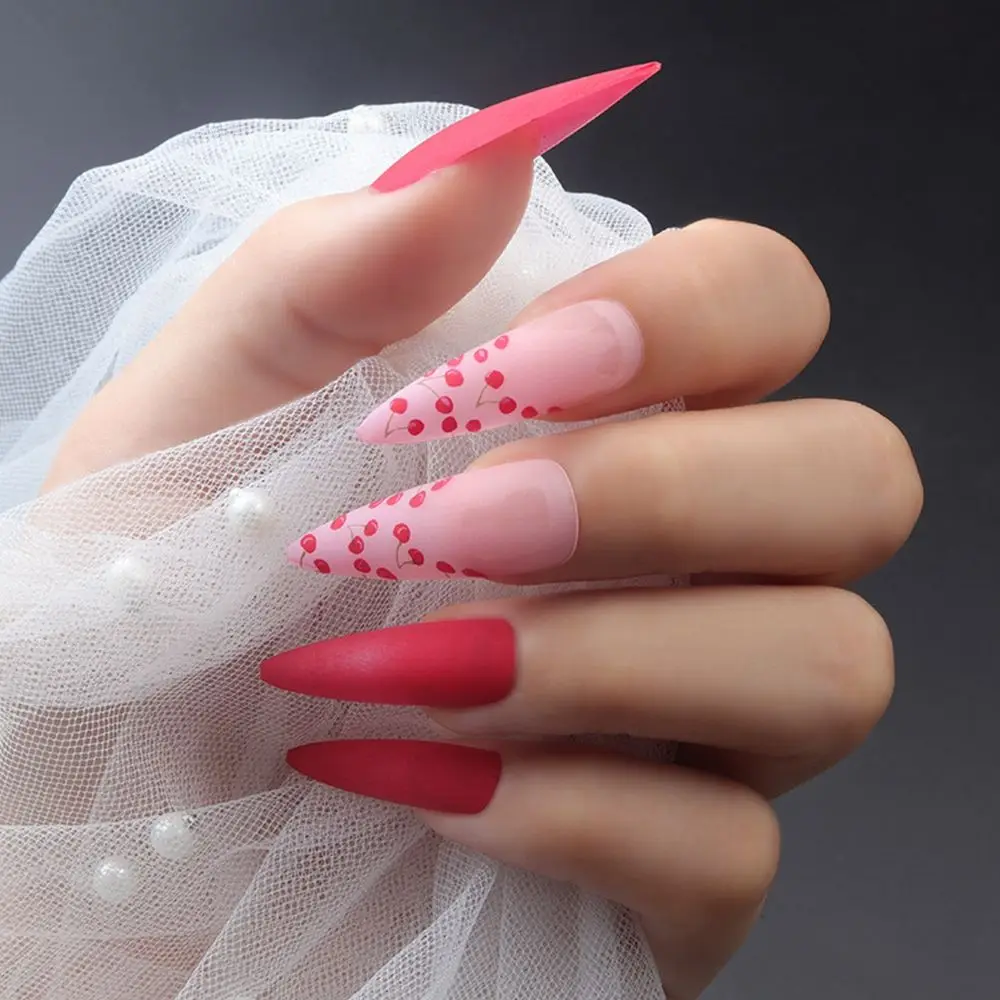 

Press On Nails Full Cover Artificial Detachable Nail Tips Wearable Almond False Nails French Stiletto Fake Nails