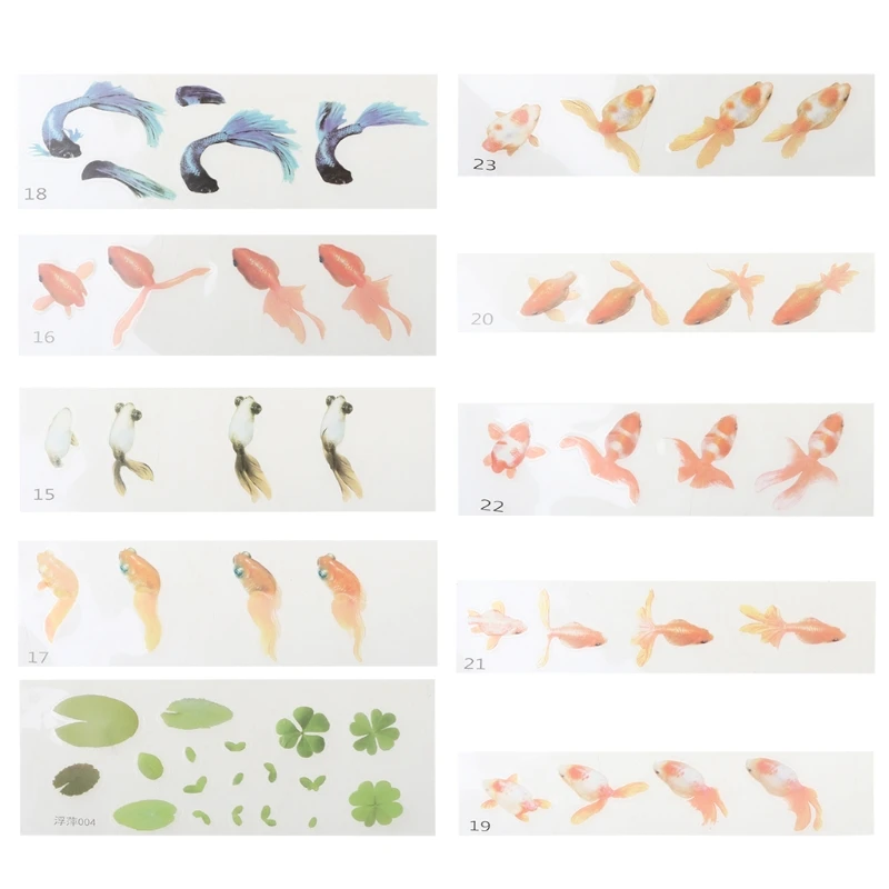 

3D Koi Fish Painting Sticker Goldfish Stickers with 3D Effect Koi Pond Clear Film Filling Material for Resin DIY Art
