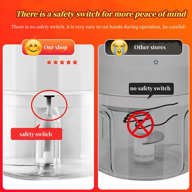 Electric Mini Garlic Crusher Portable Chopper USB Charging Ginger Chili Vegetable Masher Machine Kitchen Tool |