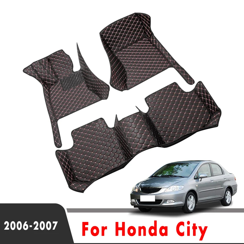 

Car Floor Mats For Honda City 2007 2006 Auto Interior Accessories Styling Custom Leather Carpets Waterproof Decoration Protect