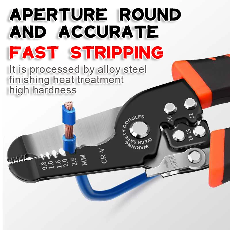 175mm Stripping Crimping Pliers Wire Stripper Multi Functional Ring Crimpper Electrician Peeling Network Cable Tools |