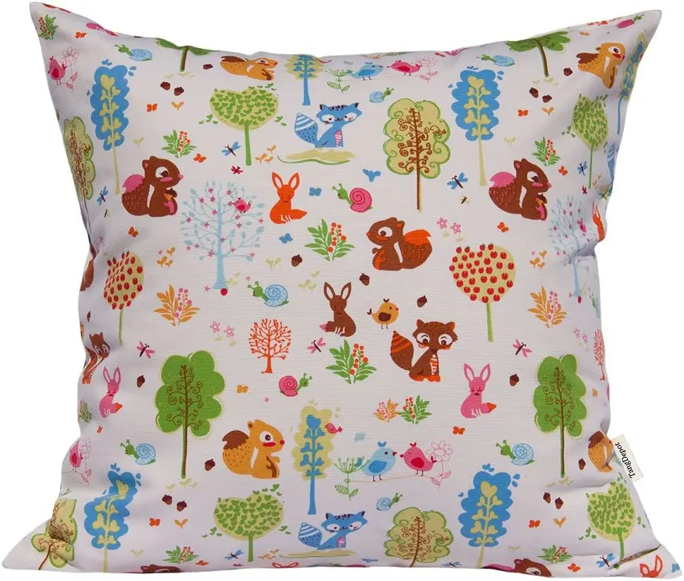 

100% Cotton Nature Theme Throw Pillow Covers, Cushion Covers, Pillows Shells,10 Sizes Option -(18"x18", N12 Squirrel)