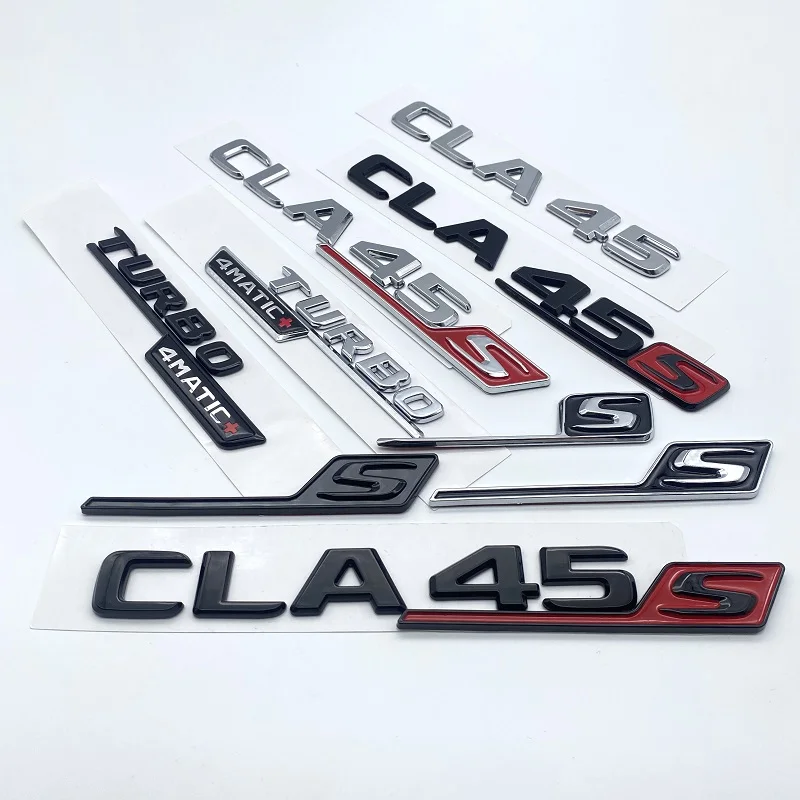 

3D черные Серебряные буквы CLA45 CLA45S Turbo 4matic + Эмблема для Mercedes Benz AMG автомобильный брызговик задний C118 W117 логотип наклейка