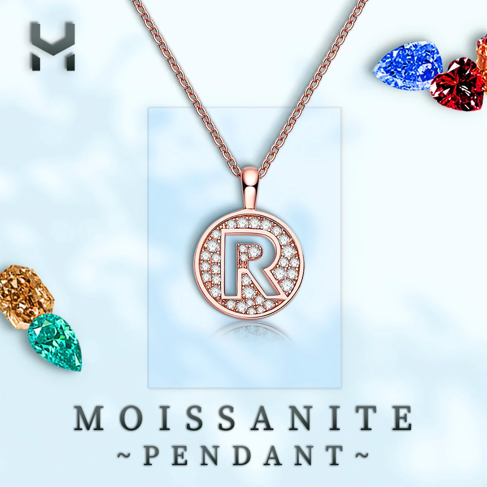 

Alphabet Chain Letter R 18k Rose Gold Plating 925 Sterling Silver Top Quality Trend Mosanite Diamond Fashion Jewelry For Women