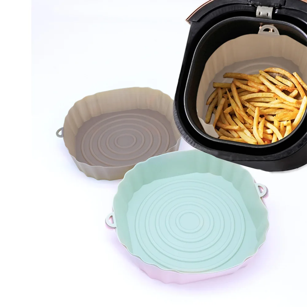 

Reusable Air Fryers Oven Baking Tray Fried Chicken Basket Mat Air Fryer Silicone Pot Round Replacemen Grill Pan Accessories