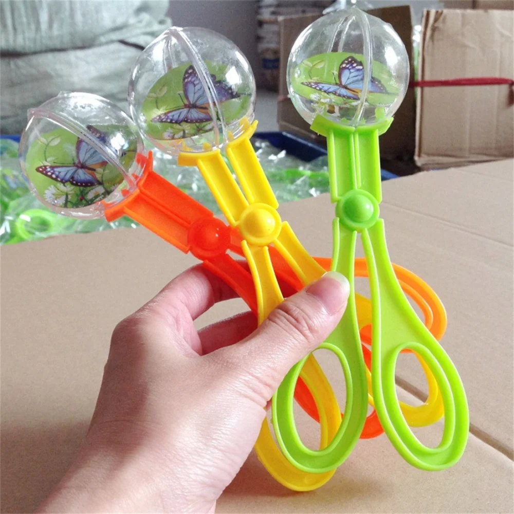 

Insect Trap Funny Portable Round-headed Plastic Transparent Blister Shell Scissors Clip Insects Catcher Tongs Kids Toy