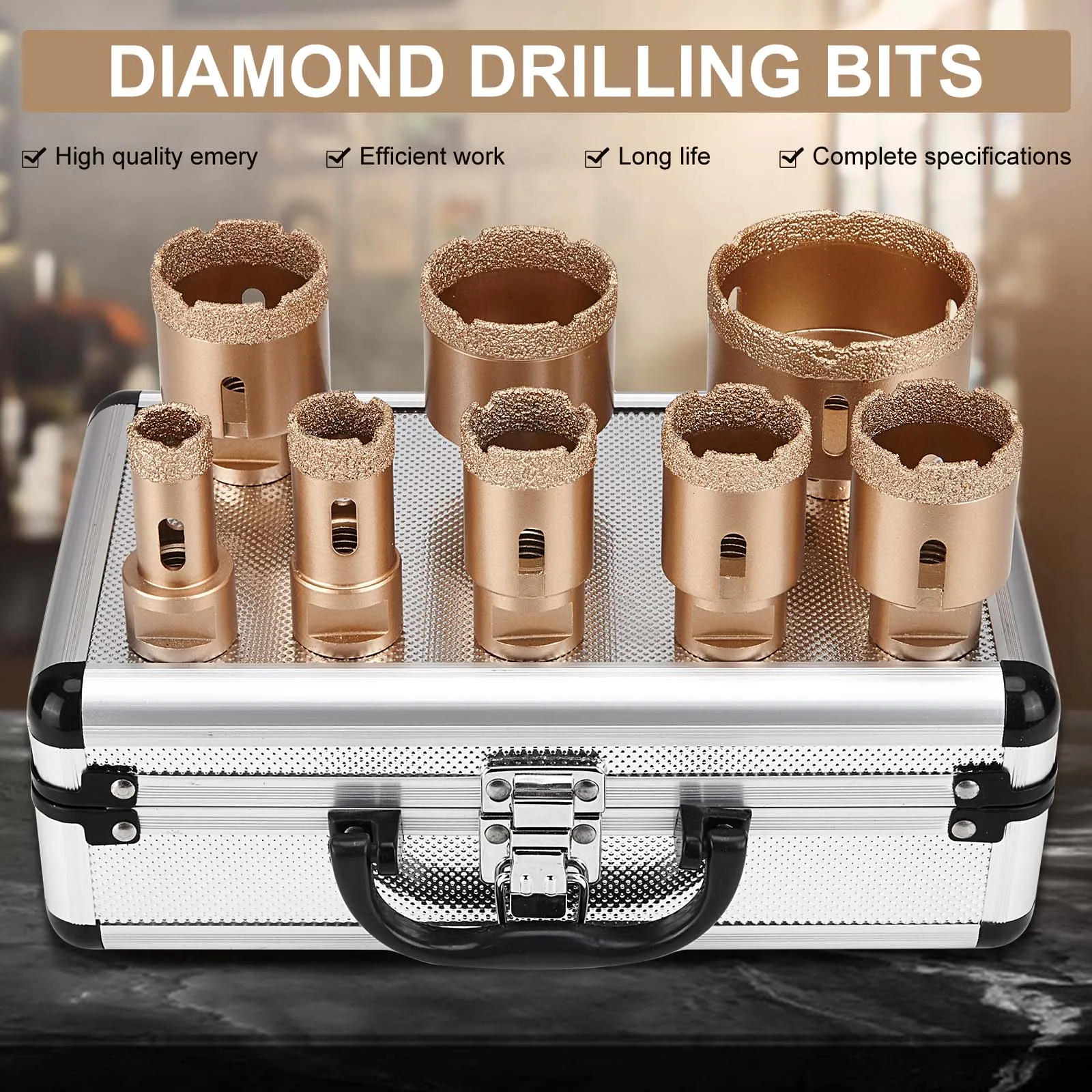 M14 Tile Diamond Drill Set for Tiles 20/25/32/35/40/45/50/68mm Strong Alloy Drill Set Durable with Portable Aluminum Case